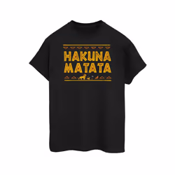 Disney Womens/Ladies The Lion King Hakuna Matata Cotton Boyfriend T-Shirt - XXL, Black