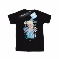 Disney Mens Frozen Elsa Snowflakes T-Shirt - XXL, Black