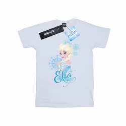 Disney Girls Frozen Elsa Snowflakes Cotton T-Shirt - 9-11 Years, White