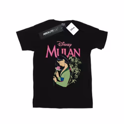 Disney Womens/Ladies Mulan Pink Magnolia Cotton Boyfriend T-Shirt - 5XL, Black