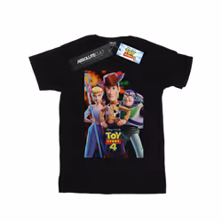 Disney Mens Toy Story 4 Buzz Woody And Bo Peep Poster T-Shirt - XXL, Black