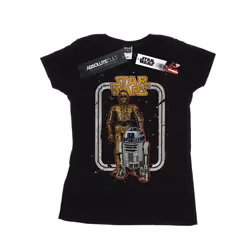 Star Wars Womens/Ladies R2-D2 And C-3PO Vintage Cotton T-Shirt - XXL, Black