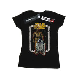 Star Wars Womens/Ladies R2-D2 And C-3PO Vintage Cotton T-Shirt - XXL, Black