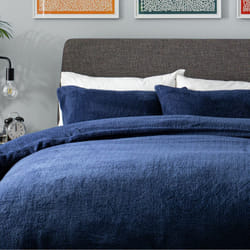 Argos Home Fleece Plain Navy Blue Bedding Set - Single