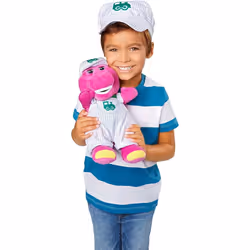 DIS Barney dinosaur Soft Plush Toy as Train conductor with Train