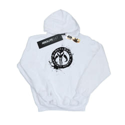 Star Wars Mens The Mandalorian Bounty Hunter Splatter Skull Hoodie - L, White
