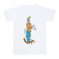 Disney Mens Goofy Christmas Lights T-Shirt - M, White