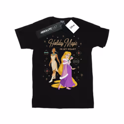 Disney Girls Princess Holiday Magic In My Heart Cotton T-Shirt - 9-11 Years, Black