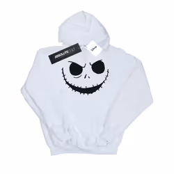 Disney Mens Nightmare Before Christmas Jack's Face Bold Hoodie - L, White