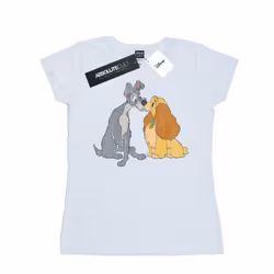 Disney Womens/Ladies Lady And The Tramp Distressed Kiss Cotton T-Shirt - S, White