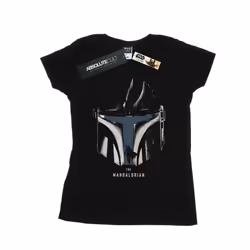 Star Wars Womens/Ladies The Mandalorian Helmet Silhouette Cotton T-Shirt - M, Black
