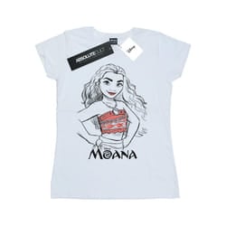 Disney Womens/Ladies Moana Sketch Cotton T-Shirt - XXL, White