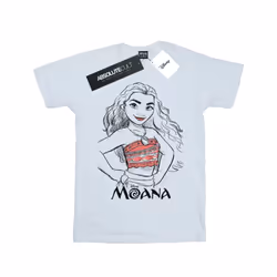 Disney Girls Moana Sketch Cotton T-Shirt - 9-11 Years, White
