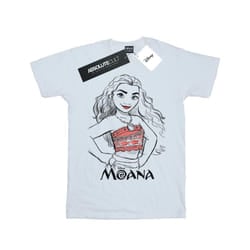 Disney Girls Moana Sketch Cotton T-Shirt - 9-11 Years, White