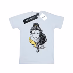 Disney Womens/Ladies Belle Sketch Cotton Boyfriend T-Shirt - XXL, White
