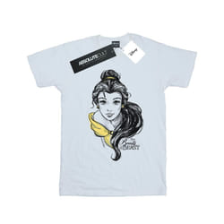 Disney Womens/Ladies Belle Sketch Cotton Boyfriend T-Shirt - XXL, White