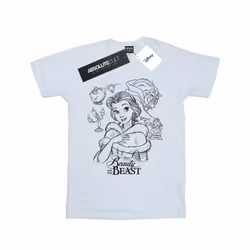 Disney Womens/Ladies Beauty And The Beast Collage Sketch Cotton Boyfriend T-Shirt - XXL, White