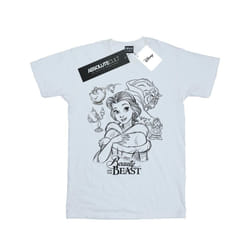 Disney Womens/Ladies Beauty And The Beast Collage Sketch Cotton Boyfriend T-Shirt - XXL, White