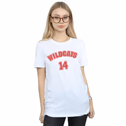 Disney Womens/Ladies High School Musical The Musical Wildcats 14 Cotton Boyfriend T-Shirt - XL, White
