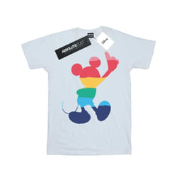 Disney Mens Mickey Mouse Rainbow Pose T-Shirt - L, White