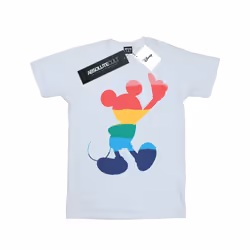 Disney Mens Mickey Mouse Rainbow Pose T-Shirt - XXL, White