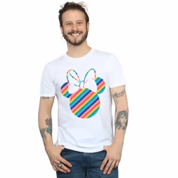 Disney Mens Minnie Mouse Rainbow Face T-Shirt - M, White