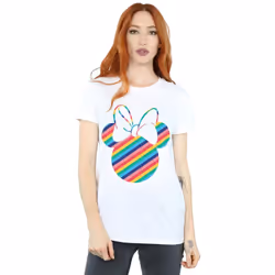 Disney Womens/Ladies Minnie Mouse Rainbow Face Cotton Boyfriend T-Shirt - XXL, White