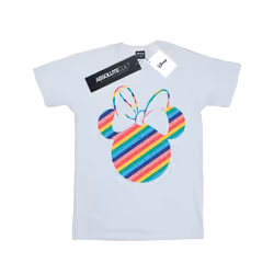 Disney Girls Minnie Mouse Rainbow Face Cotton T-Shirt - 9-11 Years, White