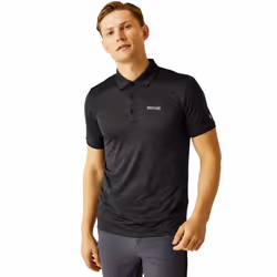 Regatta Mens Remex II Jersey Quick Dry Short Sleeve Polo Shirt Top - S, Black