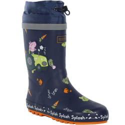 Regatta Kids Peppa Pig Splash Outdoor Wellington Boots Rain Boots Wellies - 4K UK, Navy Tractor