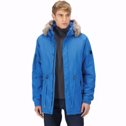 Regatta Mens Salinger III Waterproof Insulated Faux Fur Hooded Parka Jacket Coat - S, Snorkle Blue