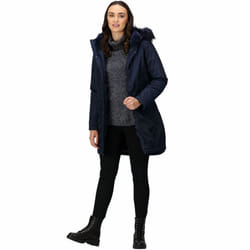 Regatta Womens Lyanna Waterproof Faux Fur Hooded Parka Jacket Coat - 8, Navy