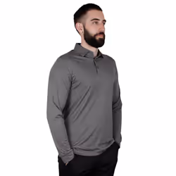 Callaway Golf Mens Long Sleeve ATY Swing Tech Opti-Dri Polo Shirt - S, Quiet Shade Heather