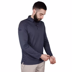 Callaway Golf 2021 Mens Long Sleeve ATY Swing Tech Opti-Dri Polo Shirt - S, Navy Chambray Heather