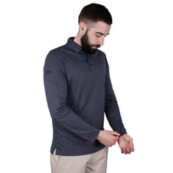 Callaway Golf 2021 Mens Long Sleeve ATY Swing Tech Opti-Dri Polo Shirt - S, Navy Chambray Heather