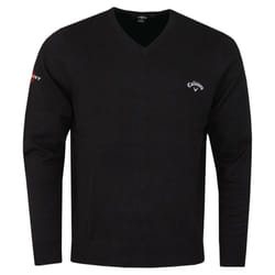 Callaway Golf Mens 2021 Odyssey Long Sleeve V-Neck 12 Gauge Embroidered Sweater - M, True Black