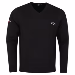 Callaway Golf Mens 2021 Odyssey Long Sleeve V-Neck 12 Gauge Embroidered Sweater - L, True Black
