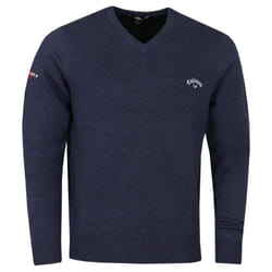 Callaway Golf Mens 2021 Odyssey Long Sleeve V-Neck 12 Gauge Embroidered Sweater - S, Navy Heather