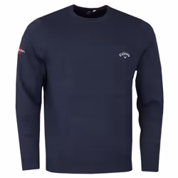 Callaway Golf Mens 2021 Odyssey Signature Tour Logo Knit Crew Neck Golf Sweater - L, Navy Heather