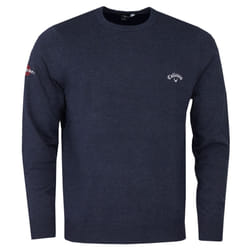 Callaway Golf Mens 2021 Odyssey Signature Tour Logo Knit Crew Neck Golf Sweater - L, Navy Heather