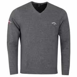 Callaway Golf Mens 2021 Odyssey Long Sleeve V-Neck 12 Gauge Embroidered Sweater - S, Charcoal Heather
