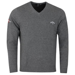 Callaway Golf Mens 2021 Odyssey Long Sleeve V-Neck 12 Gauge Embroidered Sweater - L, Charcoal Heather