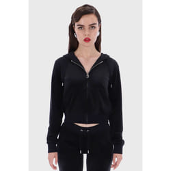 Juicy Couture Robertson Velour Zip Front Hoodie - Small, Black