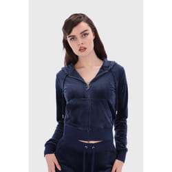 Juicy Couture Robertson Velour Zip Front Hoodie - X-Small, Night Sky