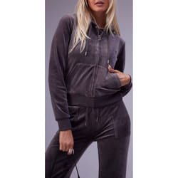 Juicy Couture Robertson Classic Jacket Polyester Women's Grey Hooded Sweatshirt - Not Specified, L