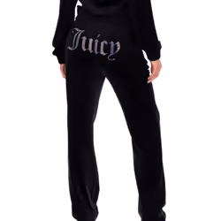 Juicy Couture Tina Velour Track Bottoms SS21 - Large, Black - Additional view 4