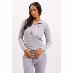 Juicy Couture Robertson Classic Jacket Polyester Women's Silver Hooded Sweatshirt - Silver, L