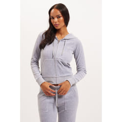 Juicy Couture Robertson Classic Jacket Polyester Women's Silver Hooded Sweatshirt - Silver, L