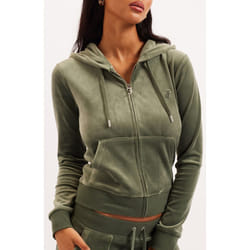 Juicy Couture Robertson Classic Jacket Polyester Women's Green Hooded Sweatshirt - Not Specified, XS