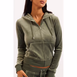 Juicy Couture Robertson Classic Jacket Polyester Women's Green Hooded Sweatshirt - Not Specified, XL